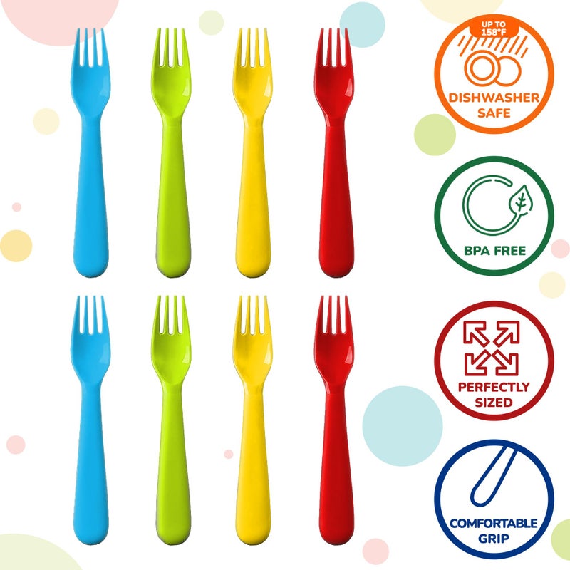 Plaskidy Plastic Toddler Forks - Set of 16 BPA Free/Dishwasher Safe Kids Utensils Brightly Colored Flatware Great for Kids - Image 2